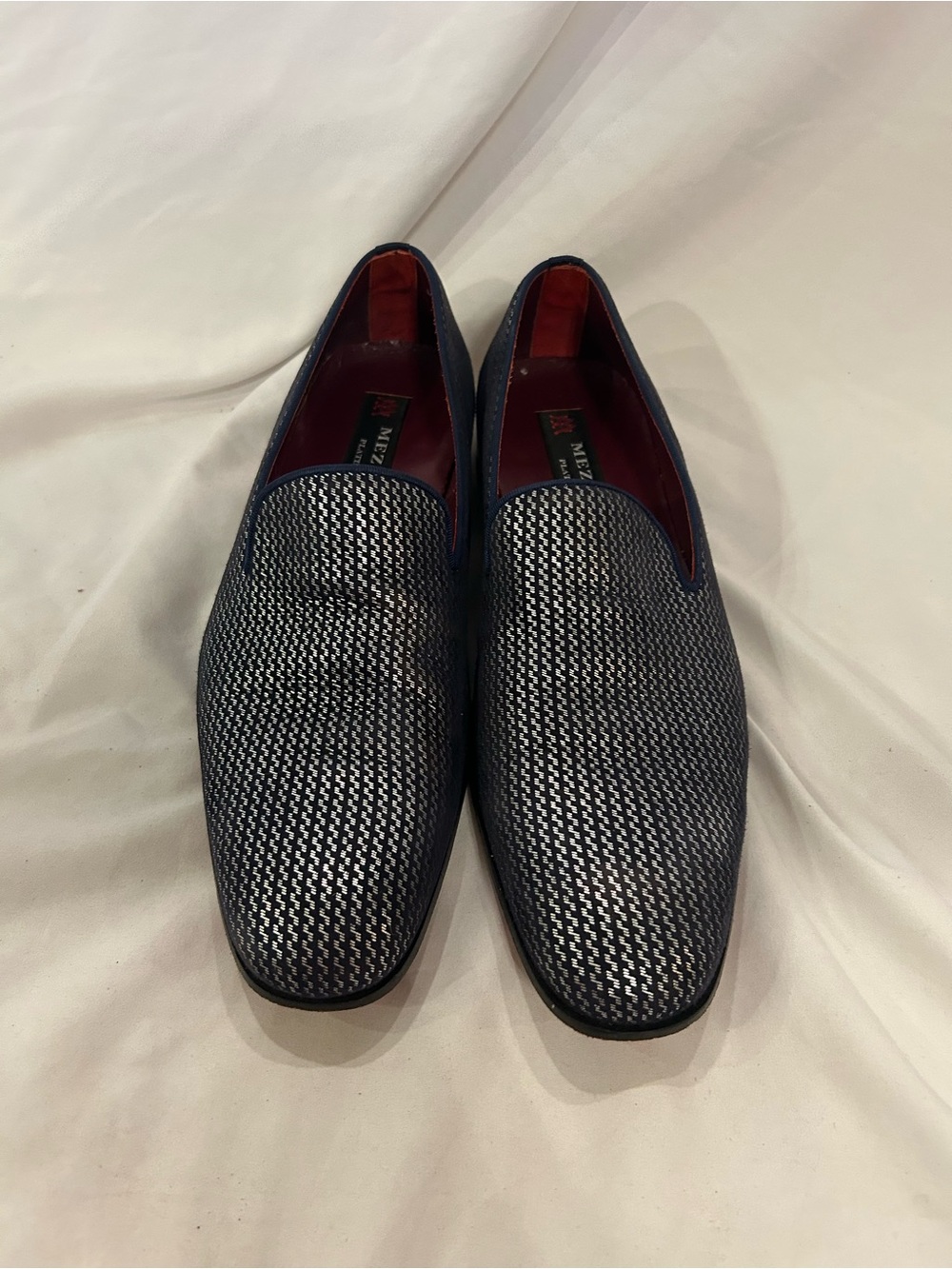 Mezlan Platinum Men’s Metallic Woven Smoking Loafer Sz 9‎